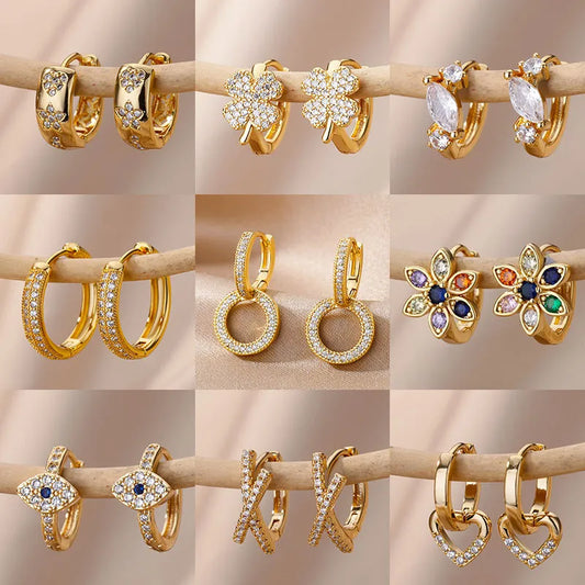 Round Zircon Earrings for Women and girls