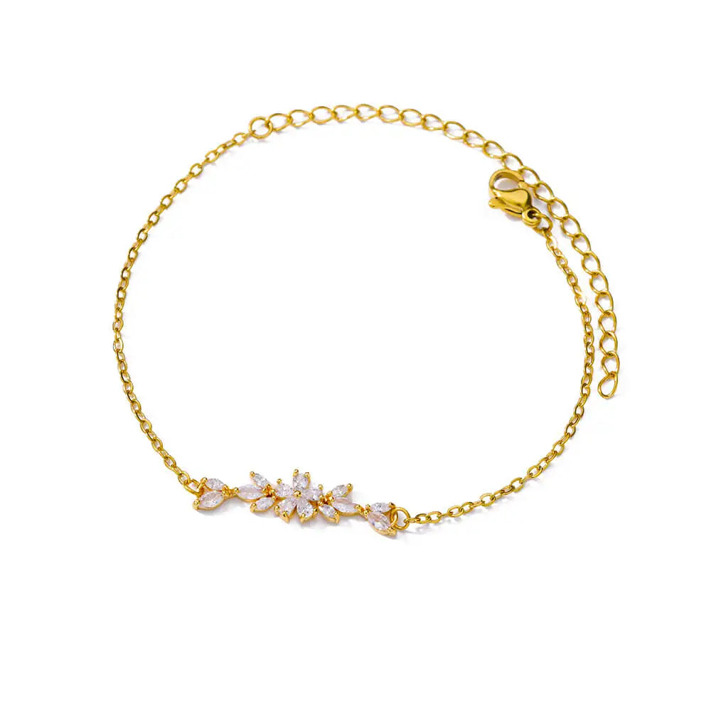 Bracelet élégant en forme de fleur de zircon pour femmes et filles