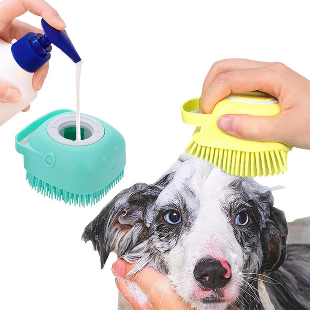 Brosse de bain douce en silicone pour chiot, chien et chat