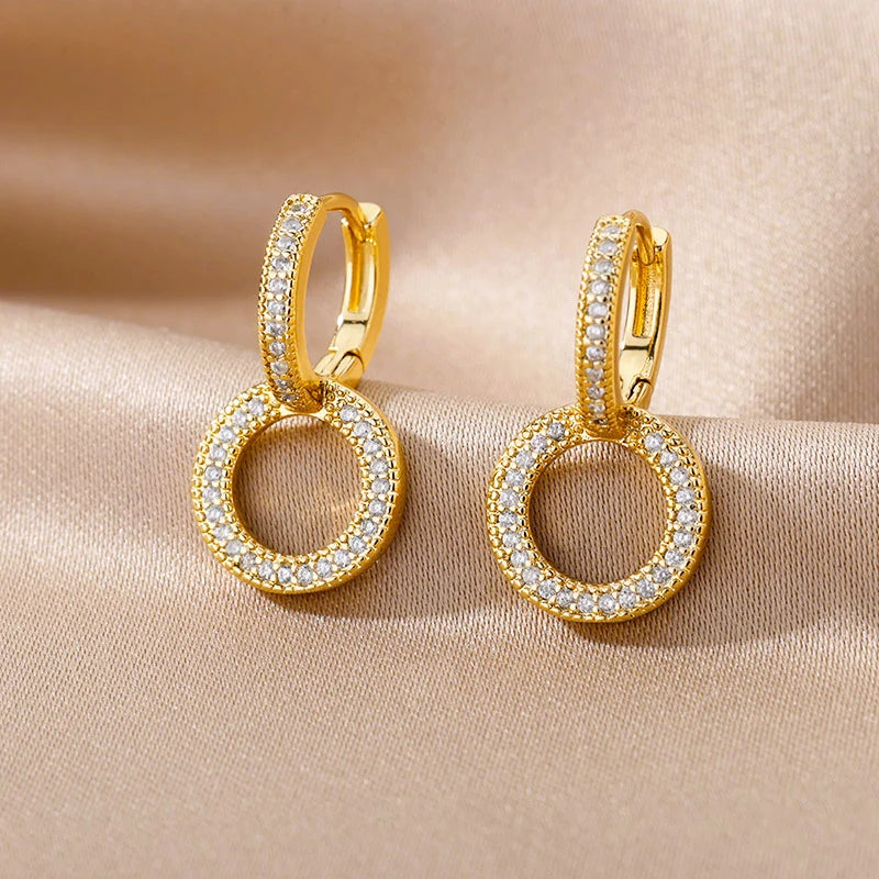 Round Zircon Earrings for Women and girls